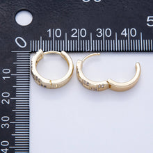Load image into Gallery viewer, Gold CZ Checkered Huggie Earrings