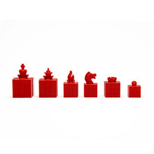Load image into Gallery viewer, 3D Printed Holiday Chess Pieces. Red presents.