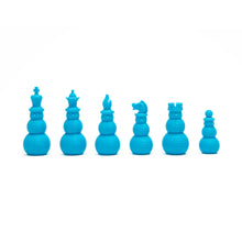 Load image into Gallery viewer, 3D Printed Holiday Chess Pieces. Blue Snowmen pieces.