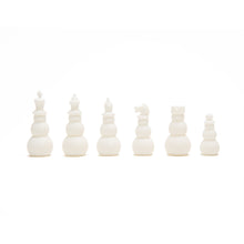 Load image into Gallery viewer, 3D Printed Holiday Chess Pieces. White snowmen pieces.