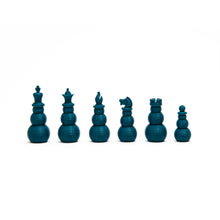 Load image into Gallery viewer, 3D Printed Holiday Chess Pieces. Green snowmen pieces.
