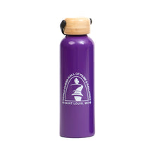 Load image into Gallery viewer, Purple Insulated aluminum water bottles with a bamboo twist lid