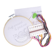 Load image into Gallery viewer, The kit includes a hoop and clear, beginner-friendly instructions, so you can dive in whether you’re a seasoned embroiderer or just here for the chaos and cuteness.