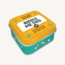 Load image into Gallery viewer, Riddle Me This: A lighter, family-friendly take on brainteasers. These 50 riddles are designed to get everyone's gears turning, making it a great choice for school-aged kids and adults to play together.
