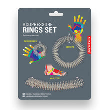 Load image into Gallery viewer, Relieve your tension with this set of 3 different sized acupressure massage rings for use on your wrist, finger, and foot. Target pressure points to eliminate stress and anxiety, improve focus and concentration.!