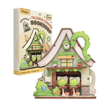 Load image into Gallery viewer, Bookshop Mini Dollhouse assembled and packaging