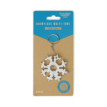 Load image into Gallery viewer, Gentlemen's Hardware Snowflake Multi-Tool attached to its blue and kraft paper retail card packaging.