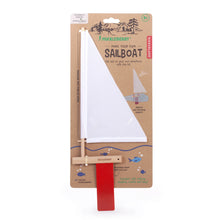 Load image into Gallery viewer, This kit includes everything you need to make your own sailboat, complete with a sail, mast, and rudder.