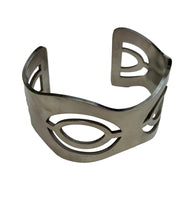 Load image into Gallery viewer, Eye Cuff Bracelet. Solid silver cuff bracelet featuring cutouts resembling eyes