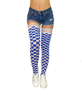 Load image into Gallery viewer, Kix'ies Game Day Thigh Highs - Blue & White
