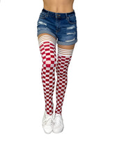 Load image into Gallery viewer, Kix'ies Game Day Thigh Highs - Crimson & White