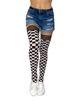 Load image into Gallery viewer, Kix'ies Game Day Thigh Highs - Black & White