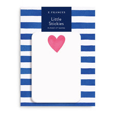 Load image into Gallery viewer, Big Heart Little Sticky Notes featuring a large pink heart on top-center of sticky. Notes mounted on thick oversized card featuring bold blue lines.