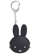 Load image into Gallery viewer, Black silicone Miffy bunny head coin purse keychain with silver hardware