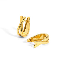 Load image into Gallery viewer, image of gold crisscross earrings