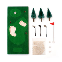 Load image into Gallery viewer, The gift that makes every day a hole-in-one. Includes three mini golf clubs and balls, three decorative trees, and quartz sand to fill your bunkers.