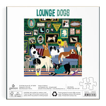 Load image into Gallery viewer, The Lounge Dogs 500 Piece Puzzle from Galison is a comical puzzle featuring a vignette of dogs transforming a living room into a dog lounge.