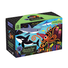 Load image into Gallery viewer, Glow Ocean Predators Puzzle - 100 pc