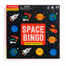 Load image into Gallery viewer, Cover of magnetic game Space Bingo; magnetic board game