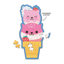 Load image into Gallery viewer, Strawberry Cat Cone 48 Piece Scratch and Sniff Shaped Mini Puzzle