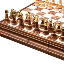 Load image into Gallery viewer, Gold & Silver Plated Chessmen on Wood/Marble Board