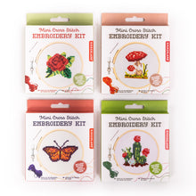 Load image into Gallery viewer, image of a selection of mini cross stitch embroidery kit