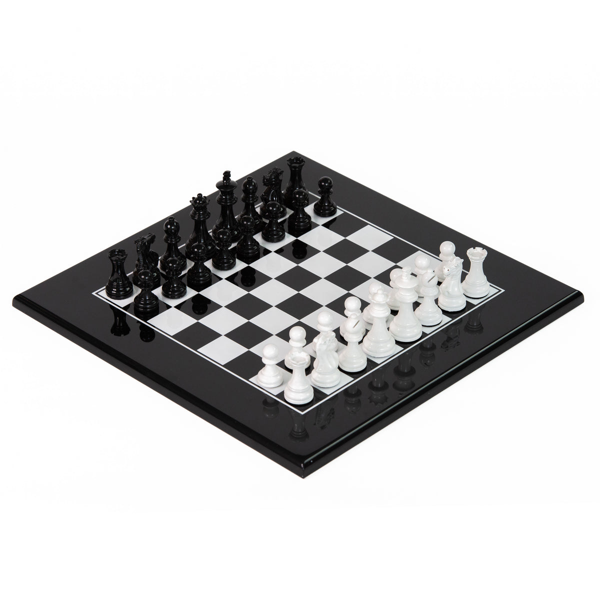 3" White & Black Lacquered Chess Set World Chess Hall of Fame