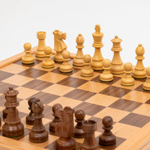 Load image into Gallery viewer,  Each piece is double-weighted and felted for a stable, satisfying playing experience. The impressive 3-3/4” King commands the board, making this set perfect for both serious players and collectors
