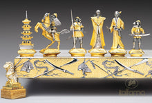 Load image into Gallery viewer, 4.25&quot; Samurai Chess Set on Onyx &amp; Bronze Board
