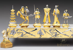 4.25" Samurai Chess Set on Onyx & Bronze Board