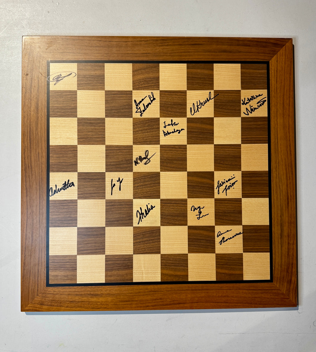 2021 Women's U.S. Chess Championship Autographed Wooden Chess Board