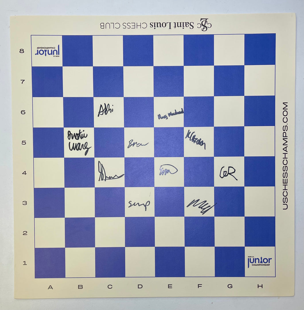 2025 US Juniors Chess Championship Autographed Vinyl Board