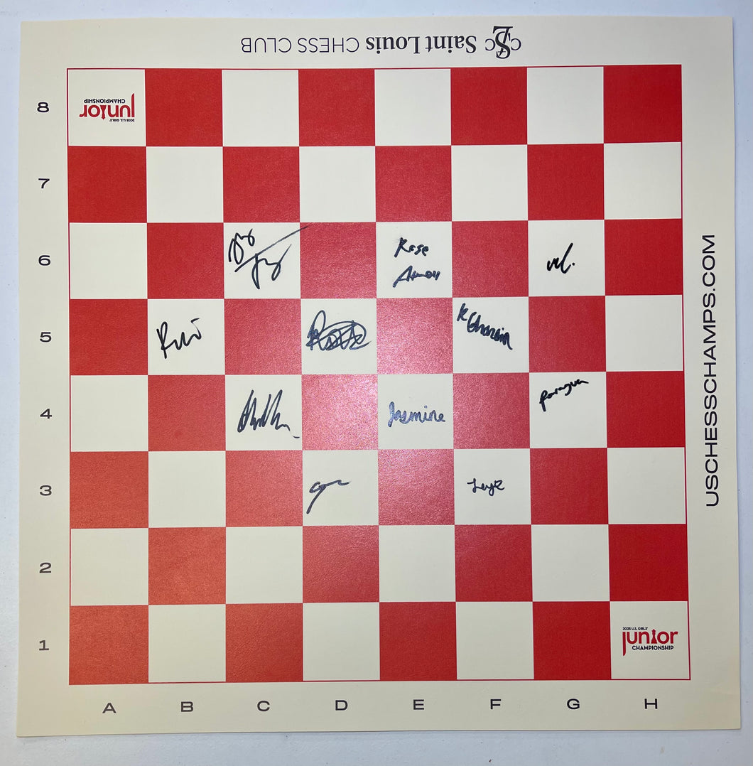 2025 US Junior Girls Chess Championship Autographed Vinyl Board