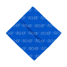 Load image into Gallery viewer, Bue, beautiful, hand-printed pocket square that showcases an interesting take on the World Chess Hall of Fame (WCHOF) logo.
