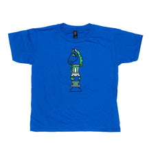 Load image into Gallery viewer, This royal blue shirt features an exclusive design by celebrated pop artist Charles Houska
