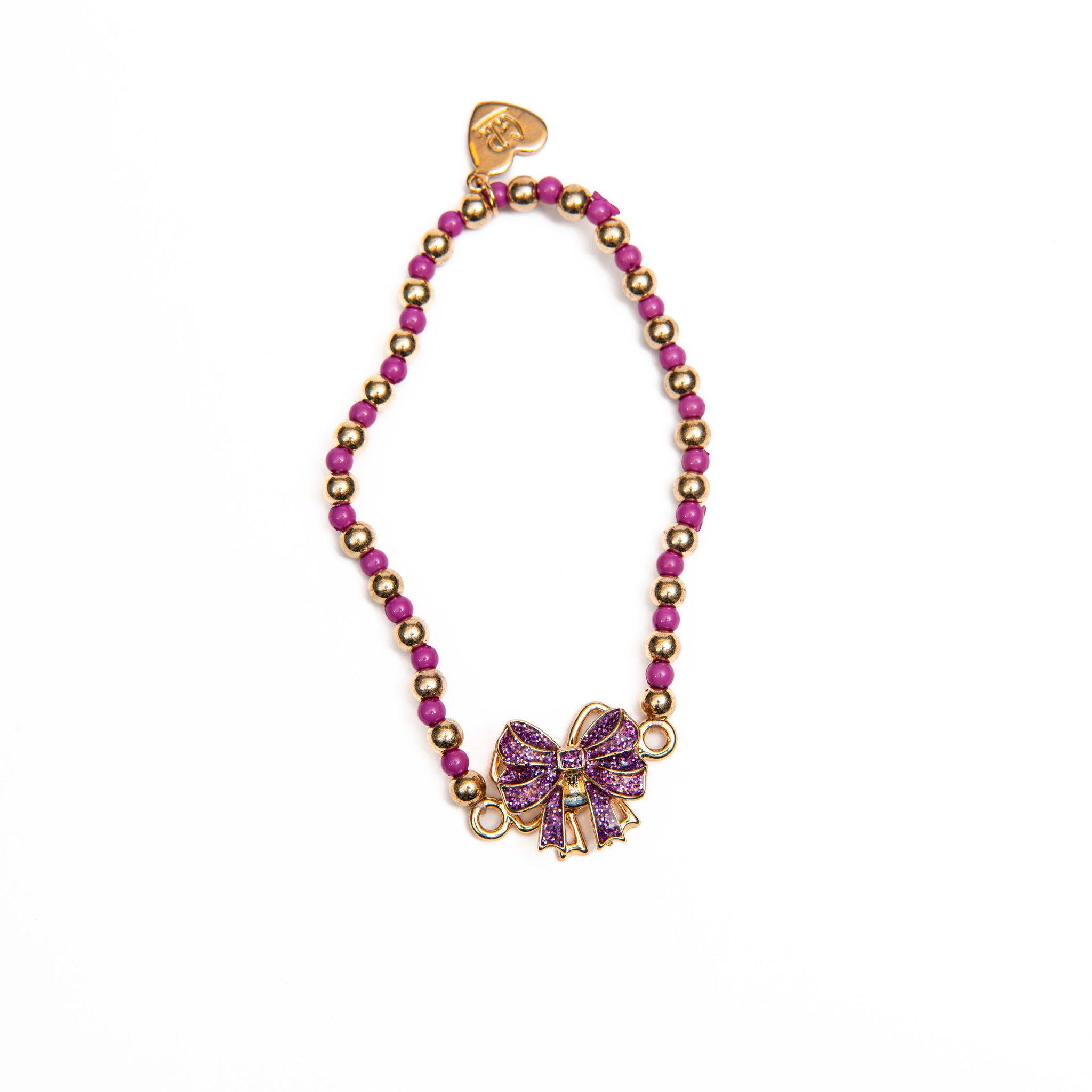 Load image into Gallery viewer, Purple Bow Spinner Bracelet. Featuring a centered figure that actually spins!