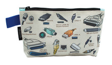 Load image into Gallery viewer, The reverse side of the canvas pouch displays another set of labeled tech connectors and cables, such as Coaxial, USB-C, Ethernet, and 30-pin Dock Connector.

