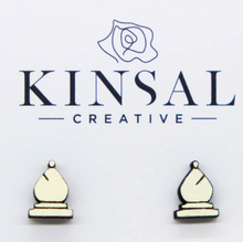 Load image into Gallery viewer, Chess Pieces Wood Stud Earrings
