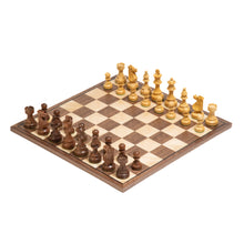 Load image into Gallery viewer, Kikkerwood Lardy Chessmen on Walnut/Maple Board
