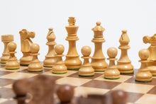 Load image into Gallery viewer, Kikkerwood Lardy Chessmen on Walnut/Maple Board
