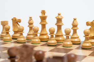Kikkerwood Lardy Chessmen on Walnut/Maple Board
