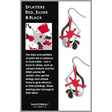 Load image into Gallery viewer, Splatters Red, Silver &amp; Black Earrings
