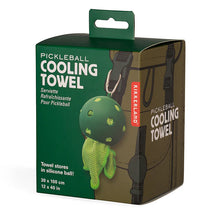 Load image into Gallery viewer, Stay cool and dry on any court with this portable cooling towel, stored in a clip-on pickleball case. Just soak, wring, and wear—the towel dries quickly and cools you down by pulling heat away from your skin when wet.
