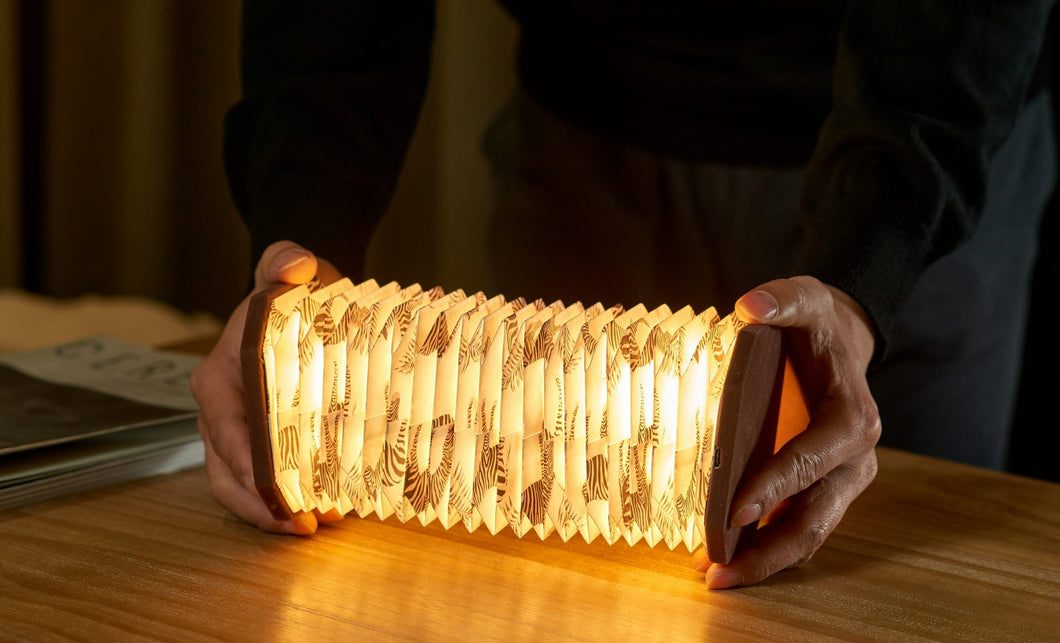 Velvet Accordion Lamp - Brown Zebra