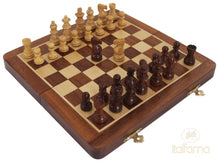 Load image into Gallery viewer, image of folding magnetic wooden chess board

