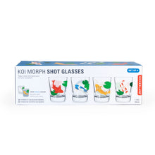Load image into Gallery viewer, Set of 4 beautiful glass shot glasses adorned with koi fish
