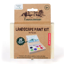 Load image into Gallery viewer, on-the-go mini watercolor paint set comes in a portable box with a brush, 8 paint color palette, pipette and 4.10” x 2.9” (A7) water color paper pad.
