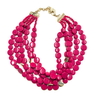 Multi-Strand Beaded Dot Necklace with Gold Accents