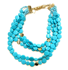 Multi-Strand Beaded Dot Necklace with Gold Accents