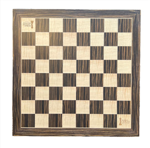 World Chess Hall of Fame 21" Zebrawood Chessboard